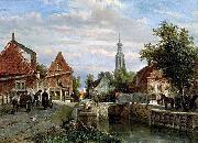 A view of the Staal Everspijp and the Grote Kerk in summer, Enkhuizen unknow artist